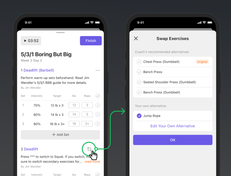 Boostcamp app screenshot showing a workout program library