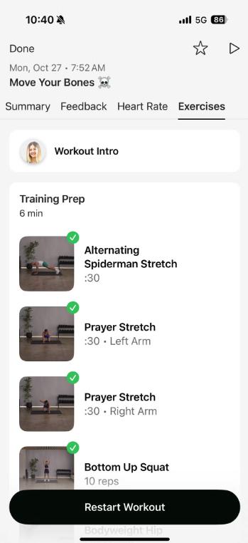 Future Pro app screenshot showing human coach programming