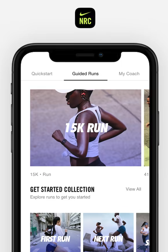 Nike Training Club app screenshot showing guided workout classes