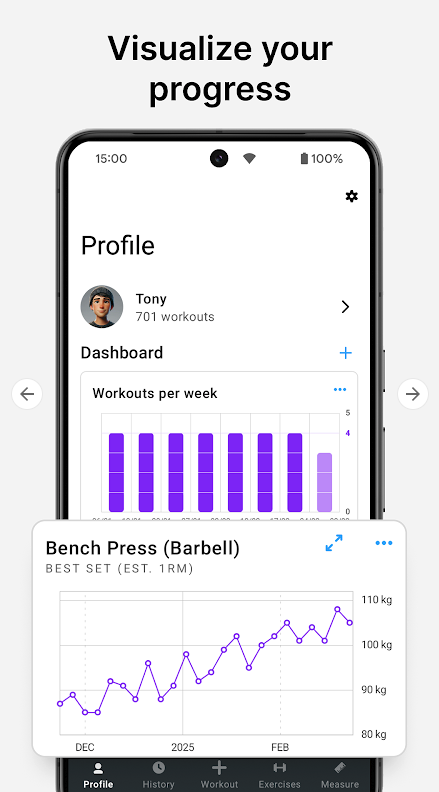 Strong app screenshot showing workout log